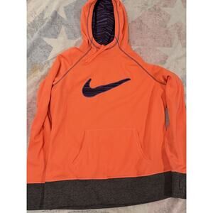Nike Therma-Fit Womens Size XLNeon Orange Swoosh Logo Hooded Pullover Sweatshirt